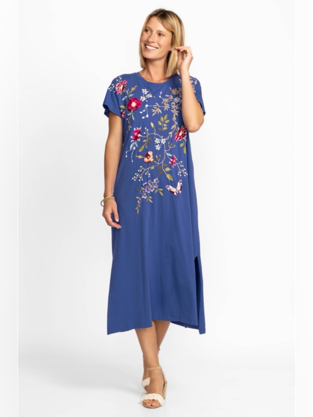 Johnny Was Osaka Relaxed Fit Embroidered Dress NWT Womens Size XS